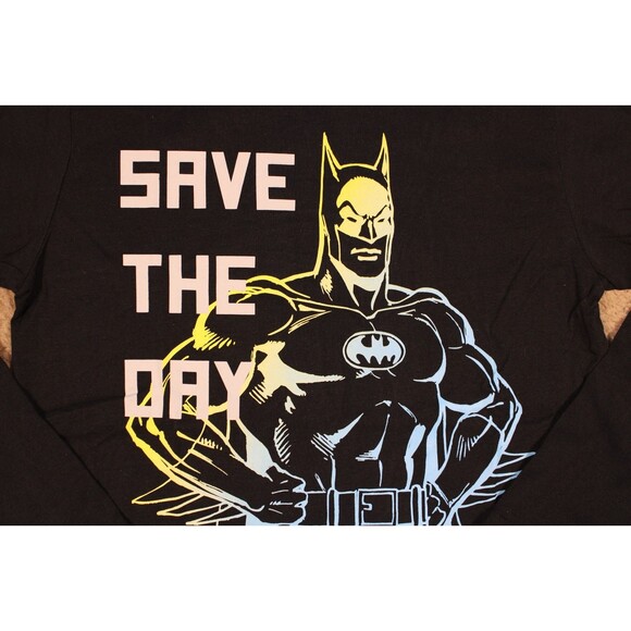 Batman Save the Day Long Sleeve Graphic Tee T-Shirt Boys (Medium) Black NWOT - Picture 2 of 6